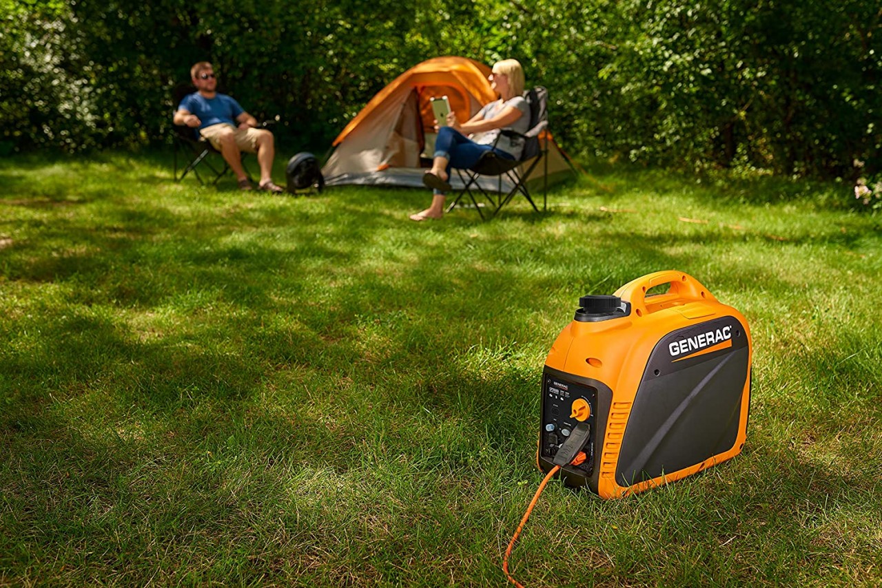 Generac GP Series Inverter Generator at a Campsite with Couple